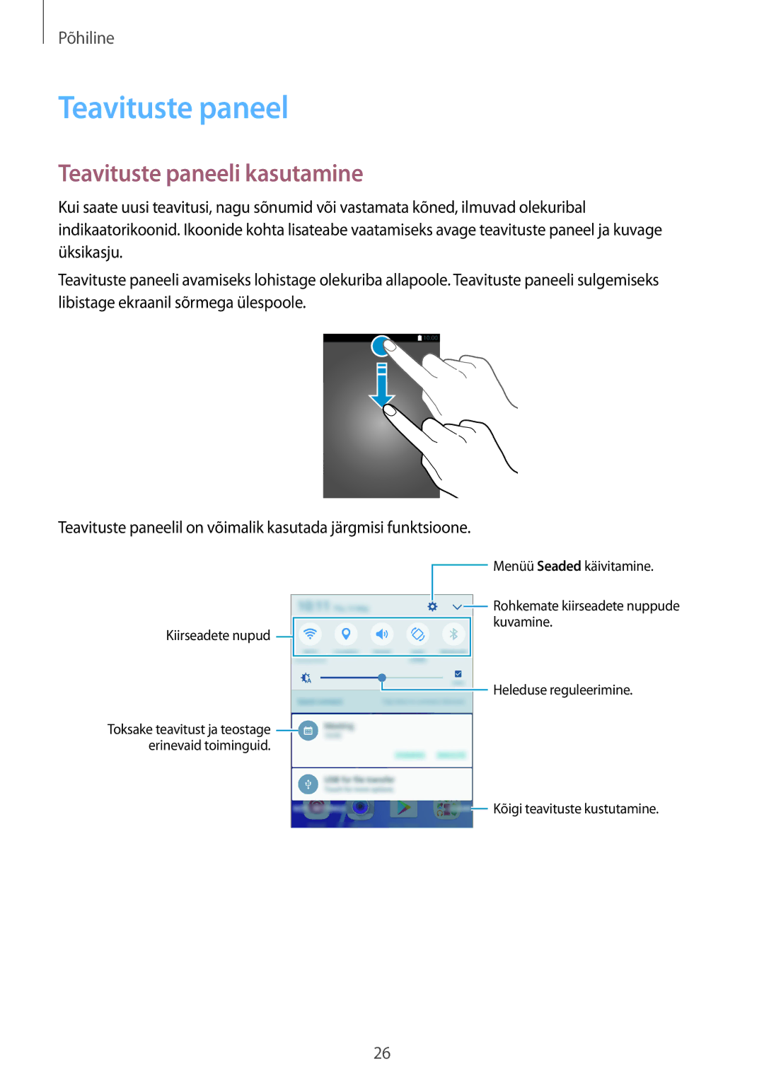 Samsung SM-A310FZKASEB, SM-A310FZDASEB manual Teavituste paneeli kasutamine 