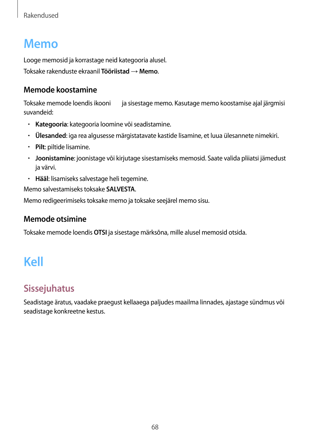 Samsung SM-A310FZKASEB, SM-A310FZDASEB manual Kell, Memode koostamine, Memode otsimine 