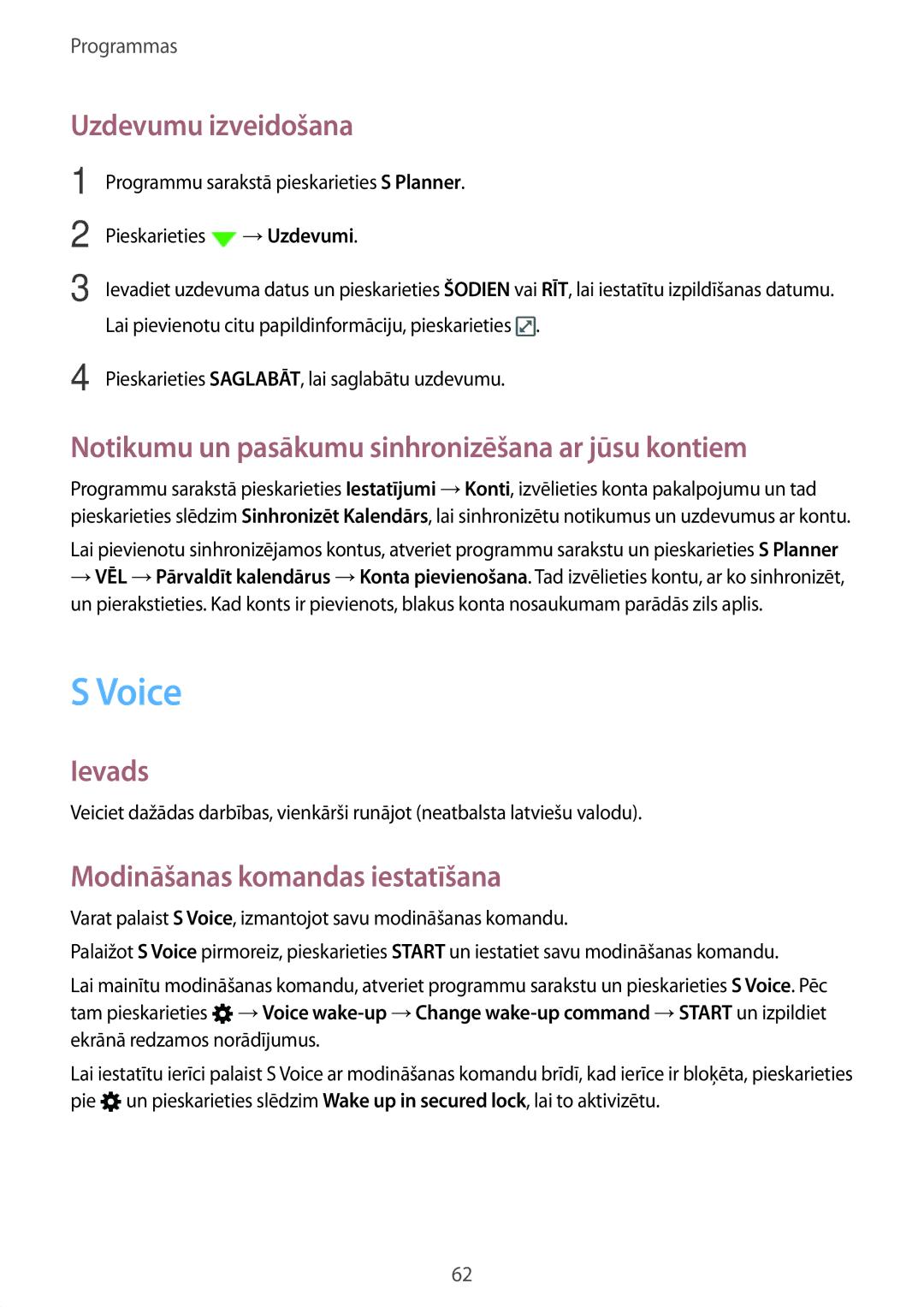 Samsung SM-A310FZKASEB, SM-A310FZDASEB Voice, Uzdevumu izveidošana, Notikumu un pasākumu sinhronizēšana ar jūsu kontiem 