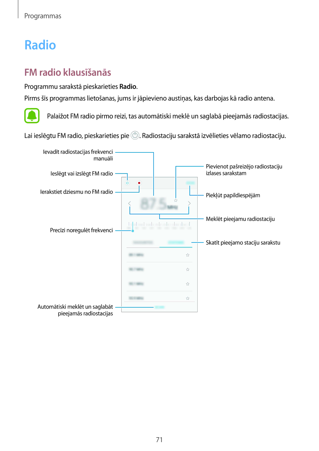 Samsung SM-A310FZDASEB, SM-A310FZKASEB manual Radio, FM radio klausīšanās 