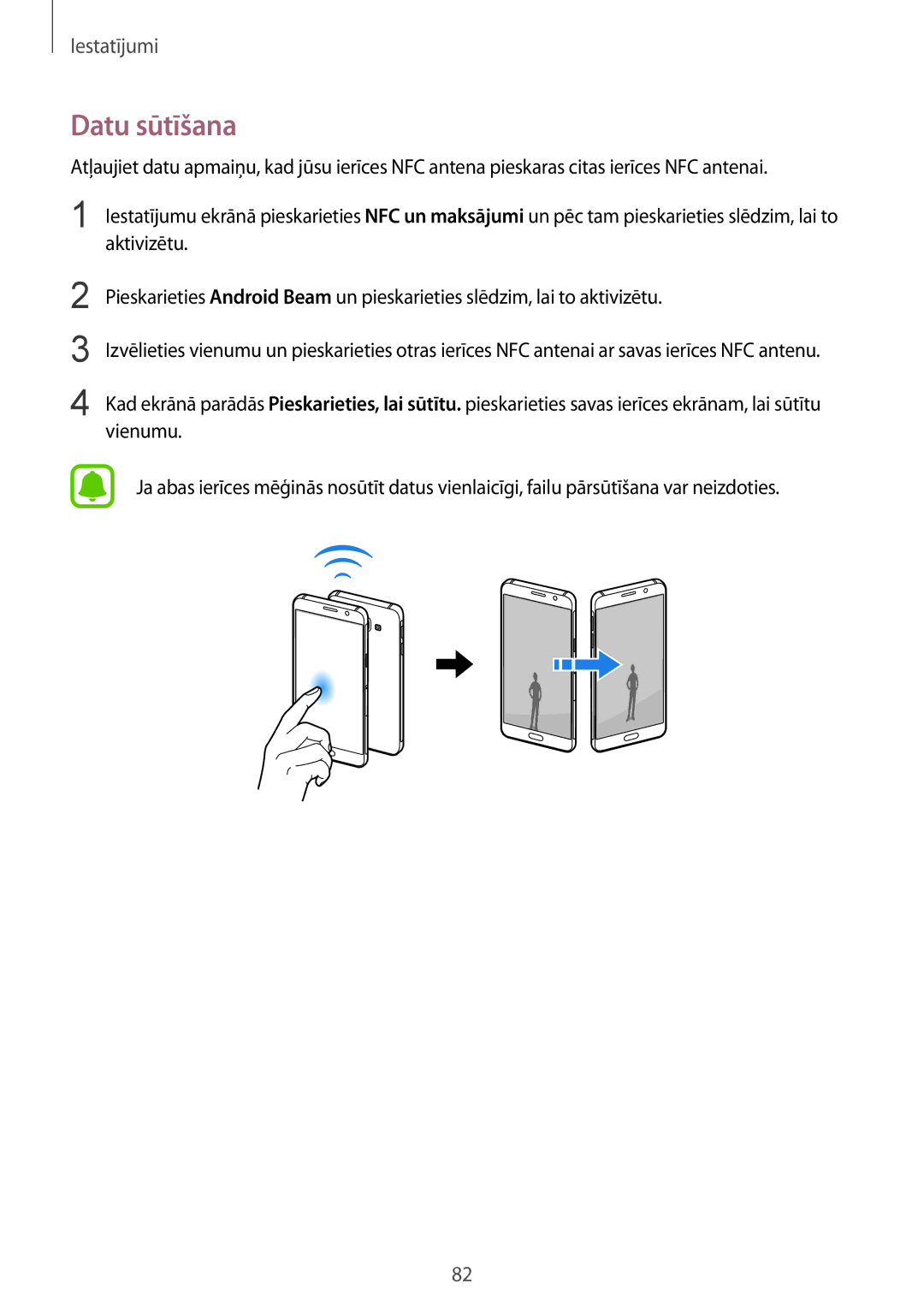 Samsung SM-A310FZKASEB, SM-A310FZDASEB manual Datu sūtīšana 