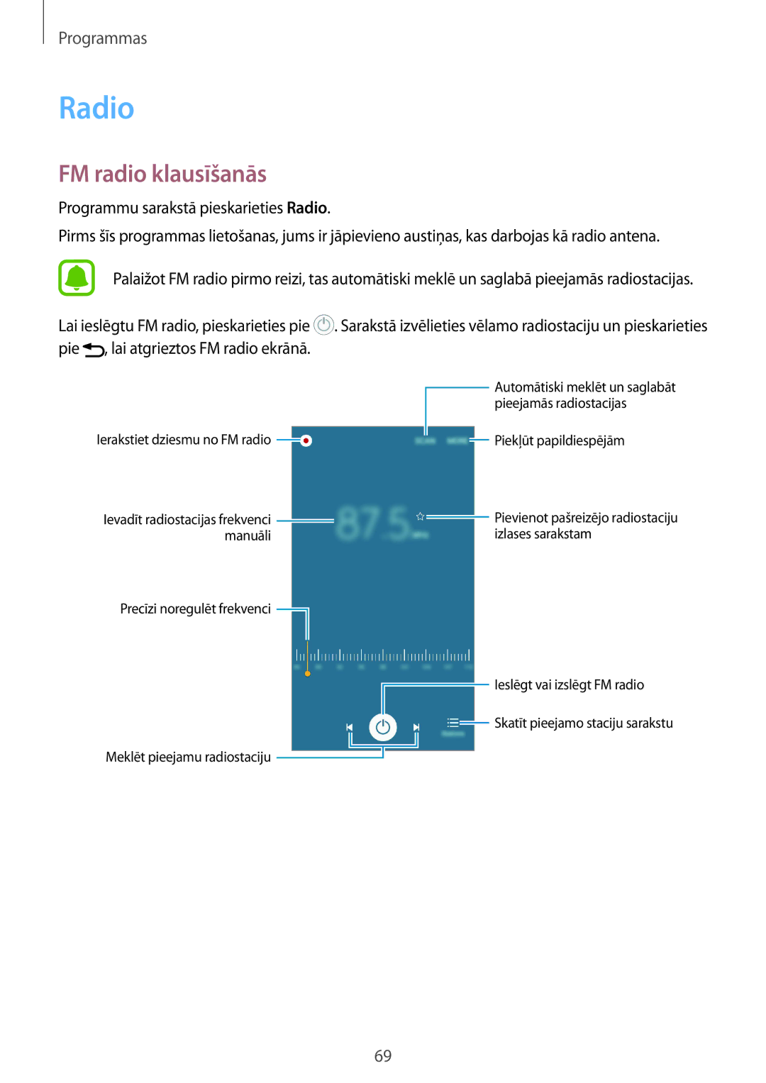 Samsung SM-A310FZDASEB, SM-A310FZKASEB manual Radio, FM radio klausīšanās 