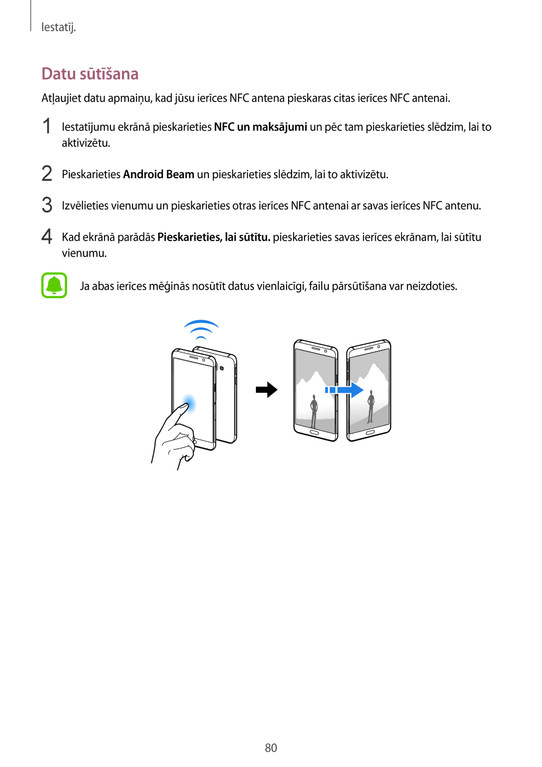 Samsung SM-A310FZKASEB, SM-A310FZDASEB manual Datu sūtīšana 