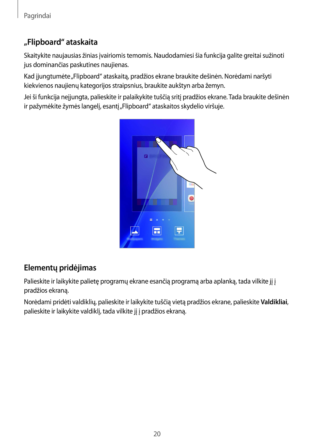 Samsung SM-A310FZKASEB, SM-A310FZDASEB manual „Flipboard ataskaita, Elementų pridėjimas 