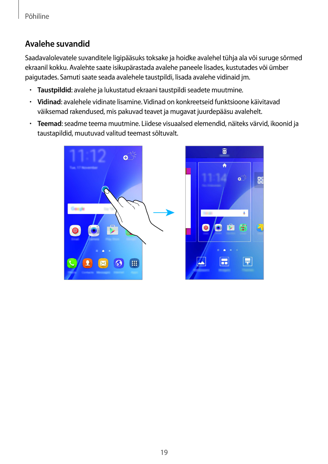 Samsung SM-A310FZDASEB, SM-A310FZKASEB manual Avalehe suvandid 