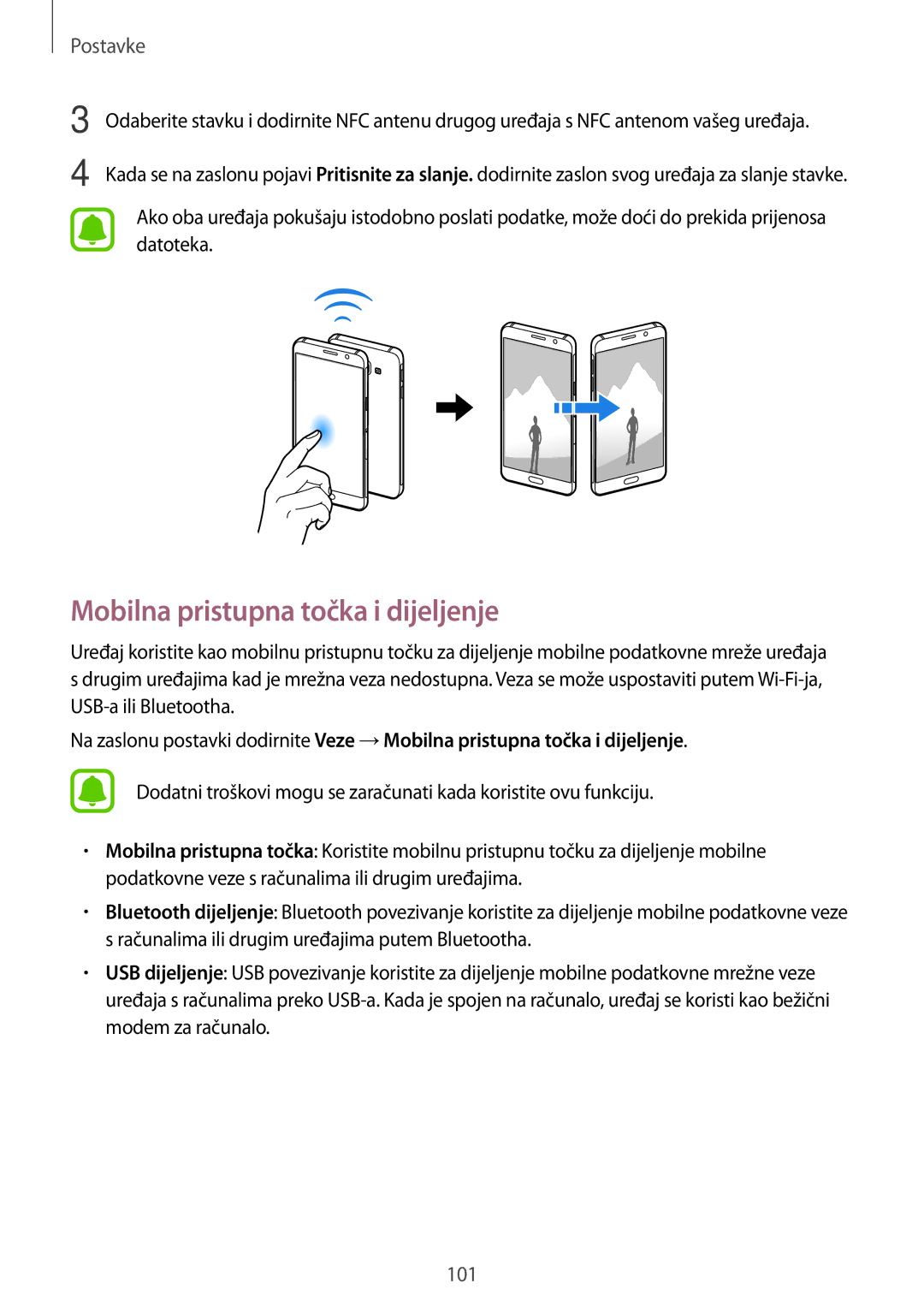 Samsung SM-A310FZKASEE manual Mobilna pristupna točka i dijeljenje 