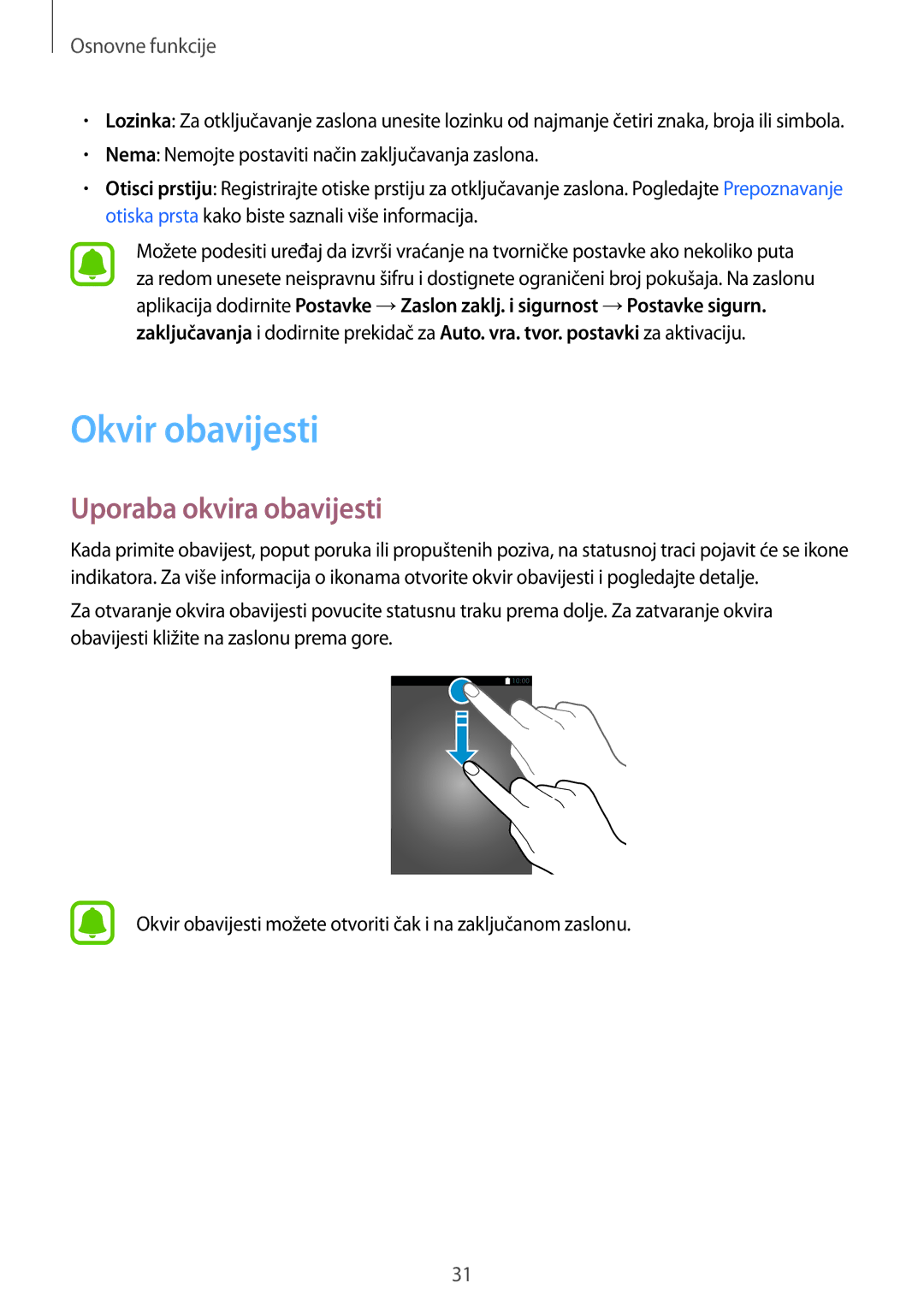 Samsung SM-A310FZKASEE manual Okvir obavijesti, Uporaba okvira obavijesti 