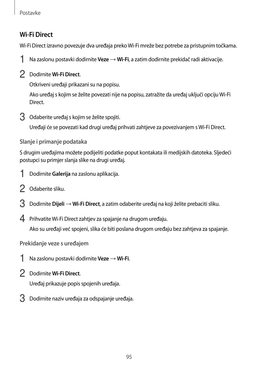 Samsung SM-A310FZKASEE manual Dodirnite Wi-Fi Direct 