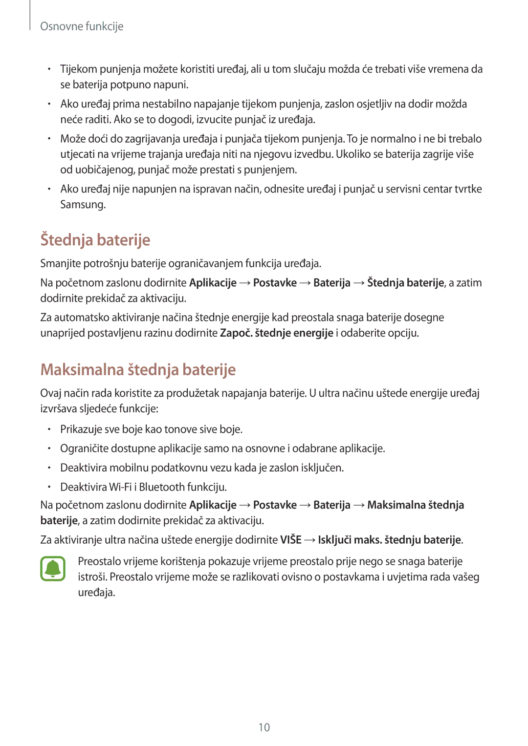 Samsung SM-A310FZKASEE manual Štednja baterije, Maksimalna štednja baterije 