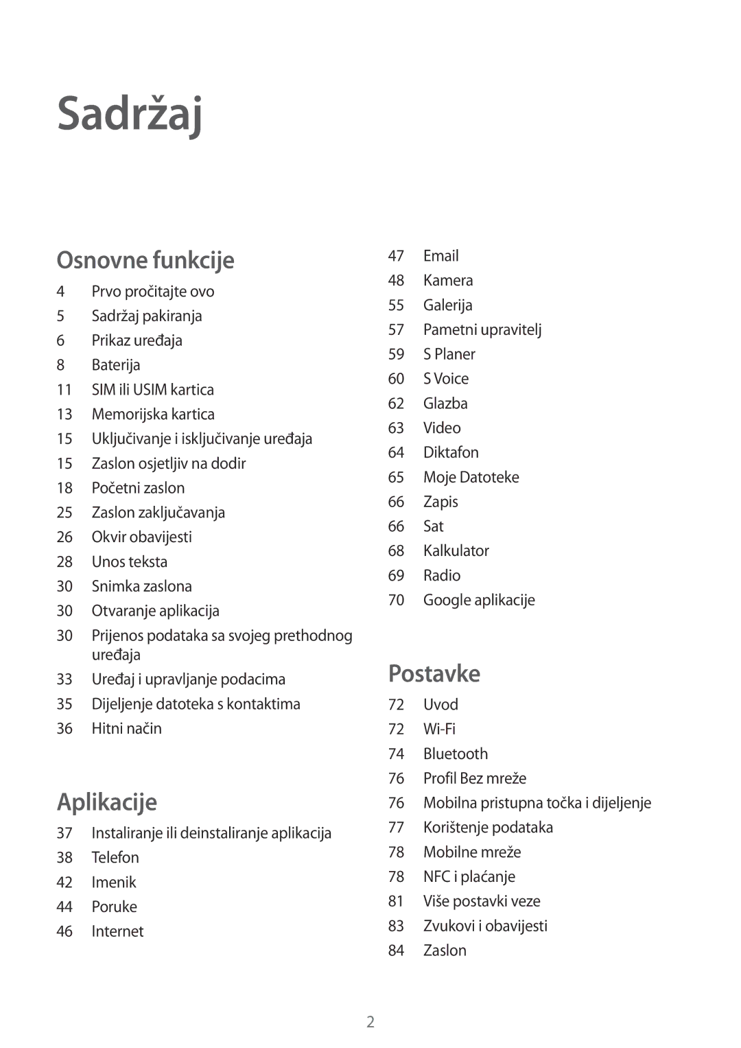 Samsung SM-A310FZKASEE manual Sadržaj 