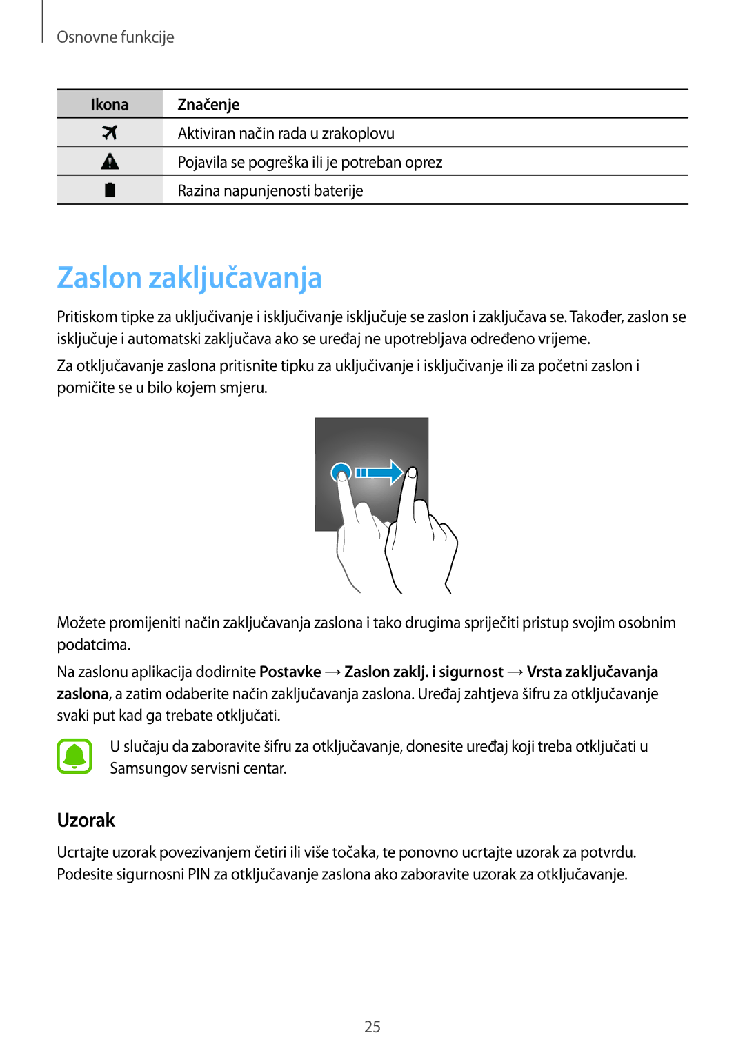 Samsung SM-A310FZKASEE manual Zaslon zaključavanja, Uzorak 