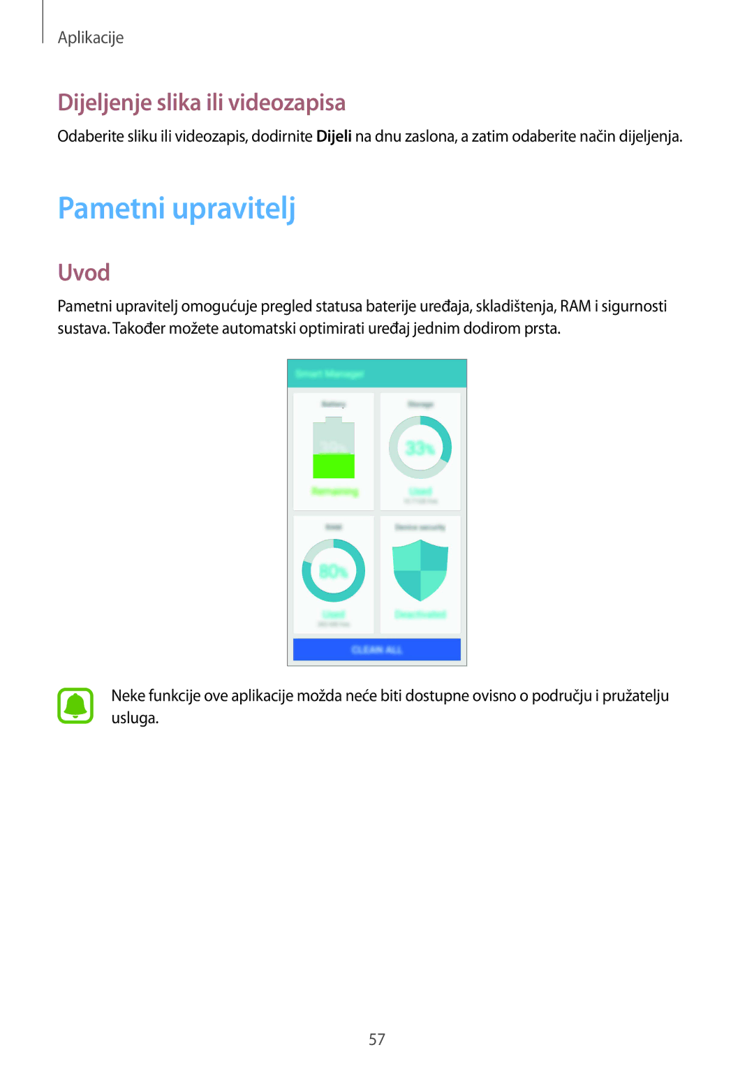 Samsung SM-A310FZKASEE manual Pametni upravitelj, Dijeljenje slika ili videozapisa 