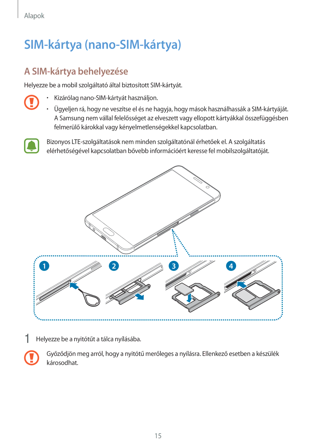 Samsung SM-A310FZKAXEH, SM-A310FZWAXEH, SM-A310FZDAXEH manual SIM-kártya nano-SIM-kártya, SIM-kártya behelyezése 