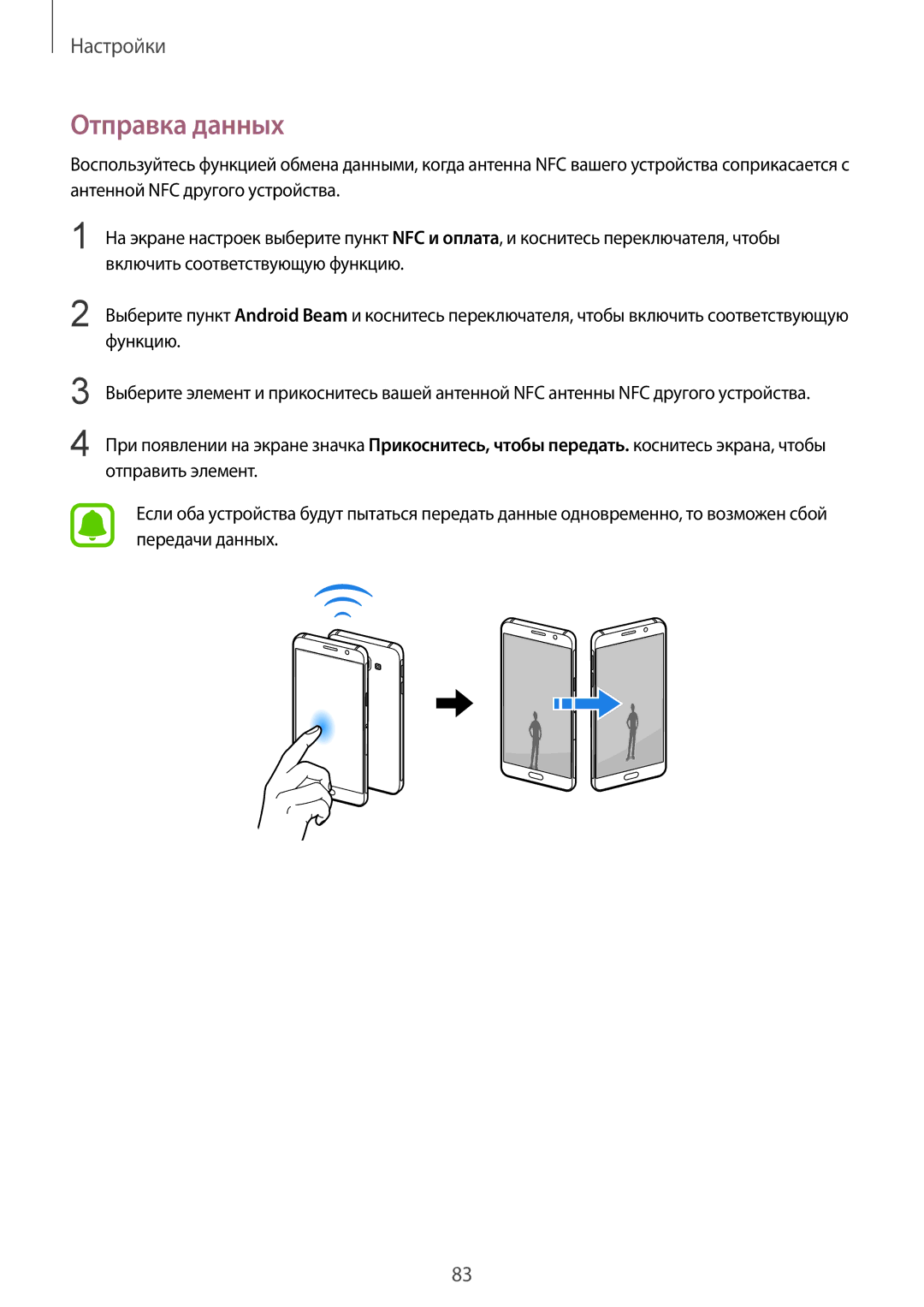 Samsung SM-A310FZDDSER, SM-A310FZKDSER, SM-A310FZWDSER, SM-A310FEDDSER manual Отправка данных 