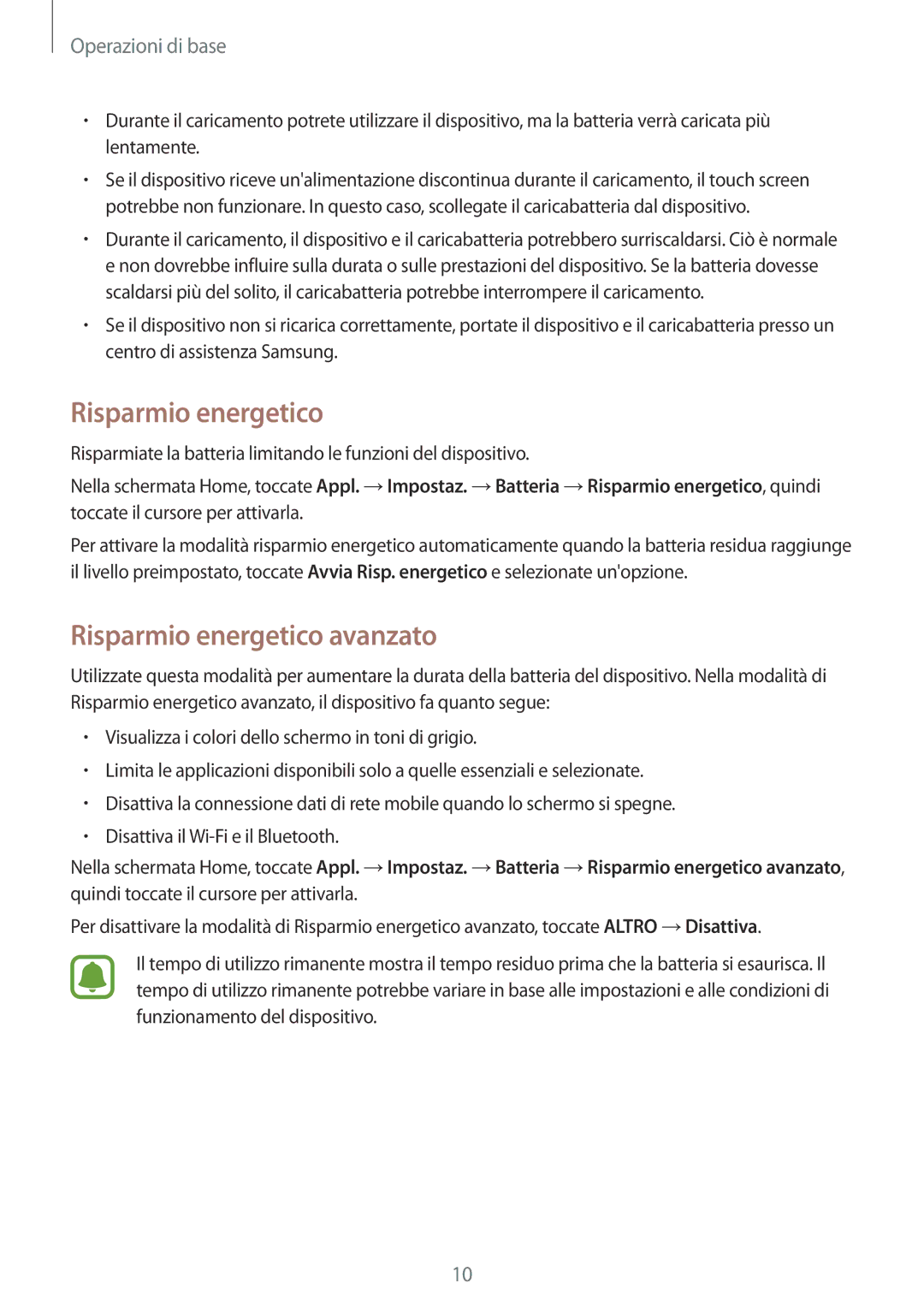 Samsung SM-A310FZKAITV, SM-A310FZWAITV, SM-A310FZDAITV manual Risparmio energetico avanzato 