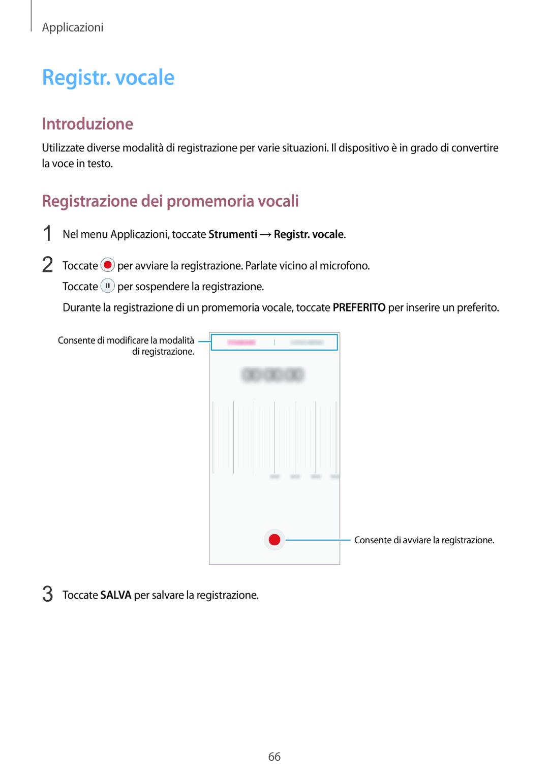 Samsung SM-A310FZWAITV, SM-A310FZKAITV, SM-A310FZDAITV manual Registr. vocale, Registrazione dei promemoria vocali 