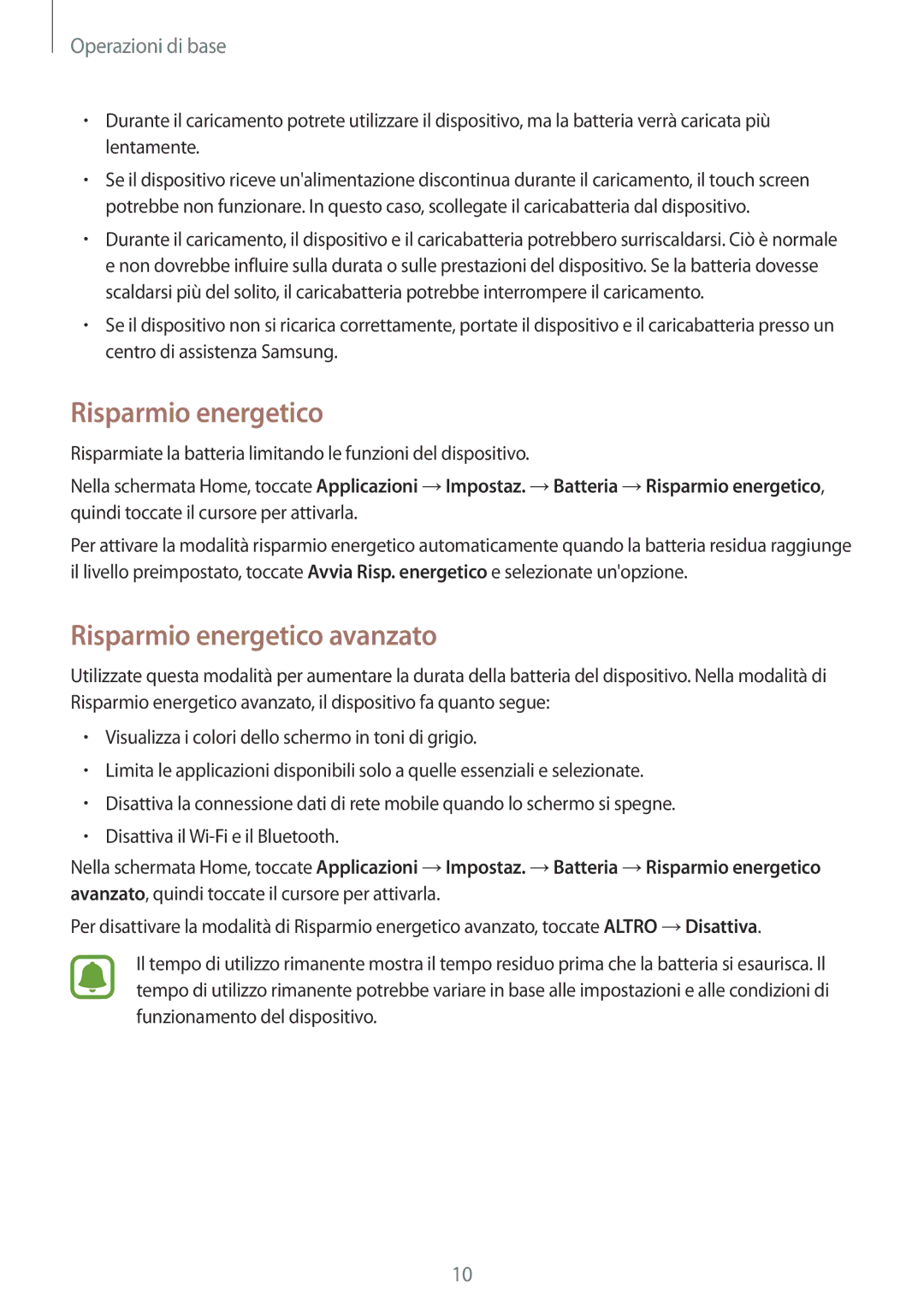 Samsung SM-A310FZKAITV, SM-A310FZWAITV, SM-A310FZDAITV manual Risparmio energetico avanzato 