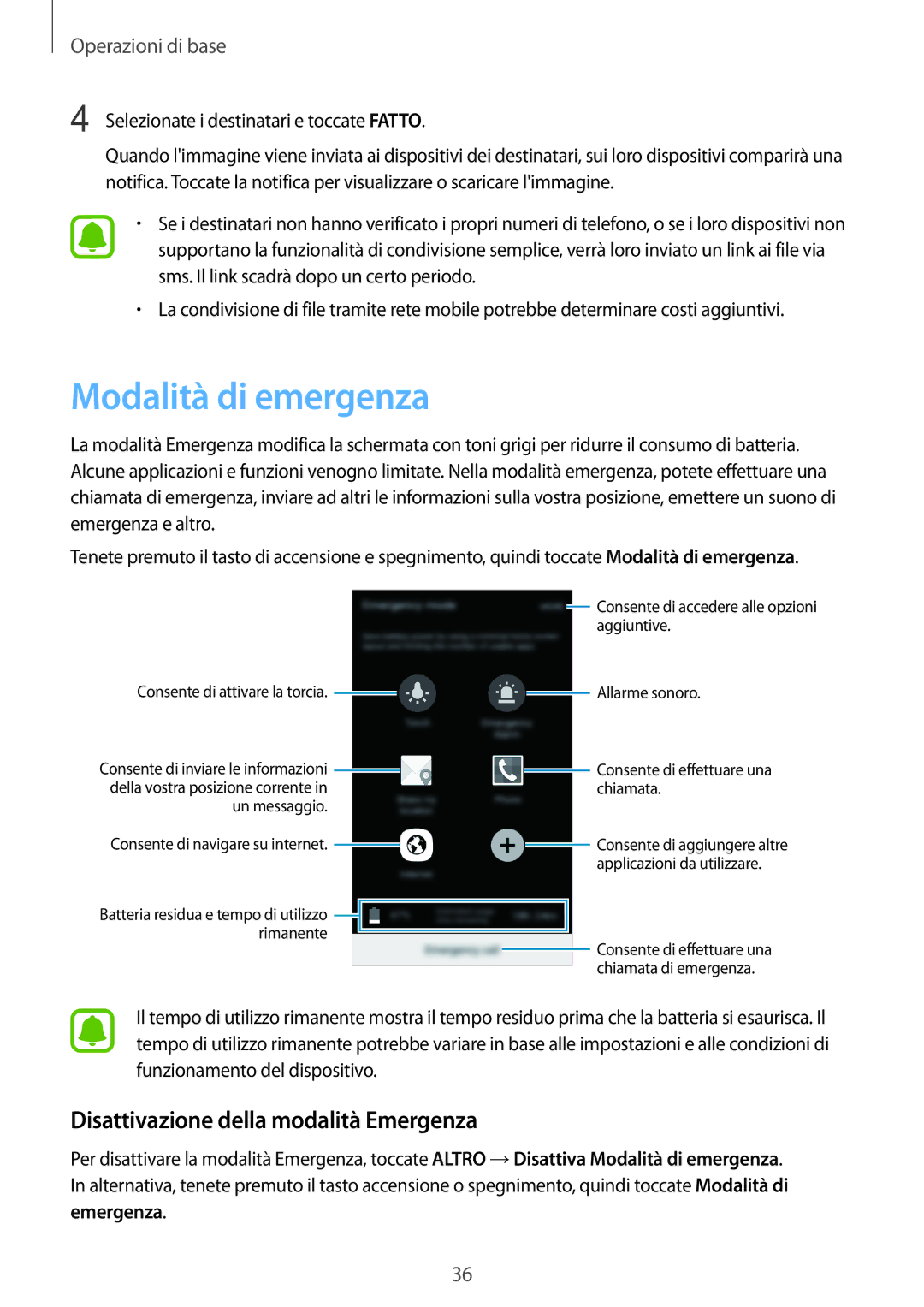 Samsung SM-A310FZWAITV, SM-A310FZKAITV, SM-A310FZDAITV manual Modalità di emergenza, Disattivazione della modalità Emergenza 