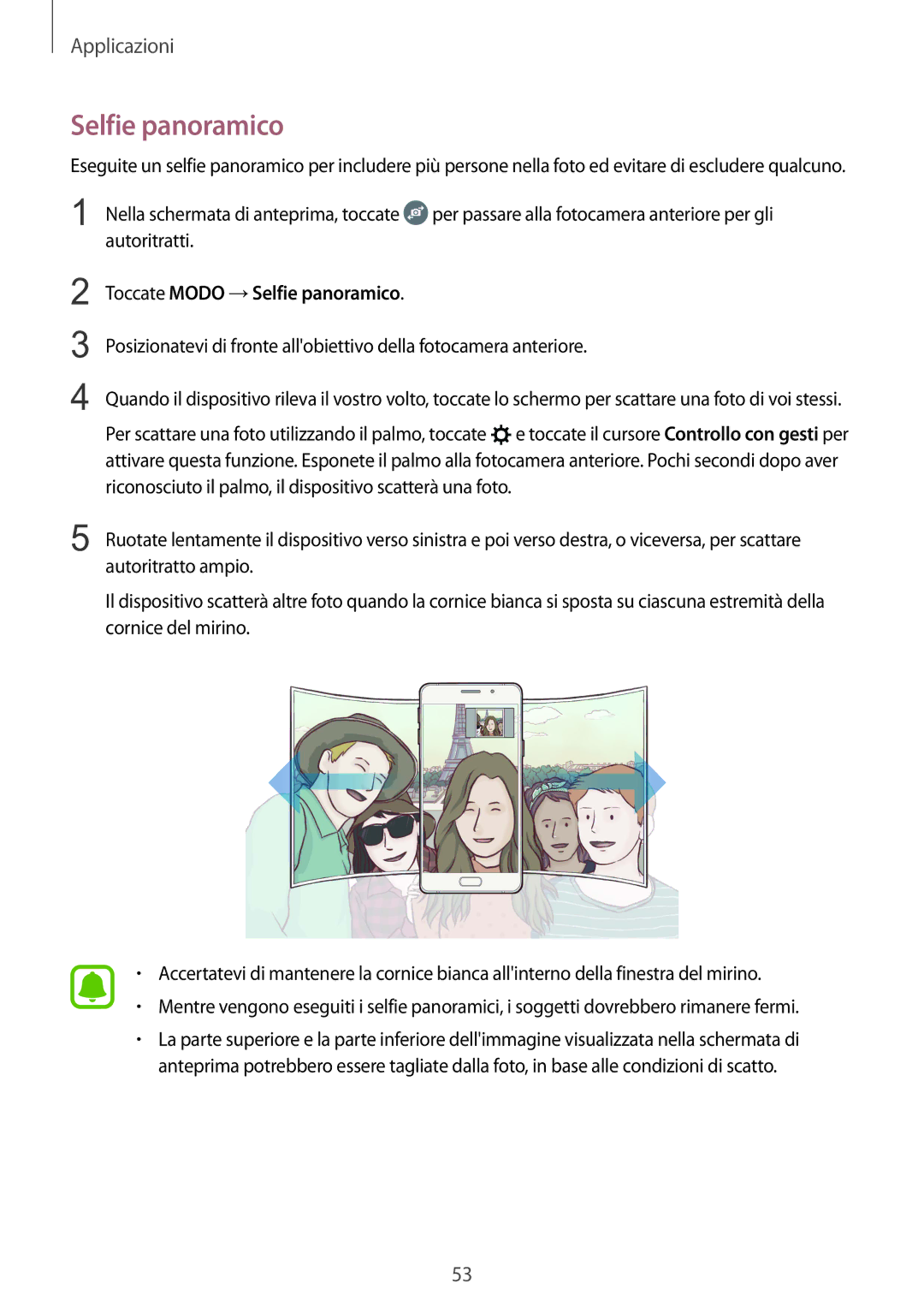Samsung SM-A310FZDAITV, SM-A310FZWAITV, SM-A310FZKAITV manual Toccate Modo →Selfie panoramico 