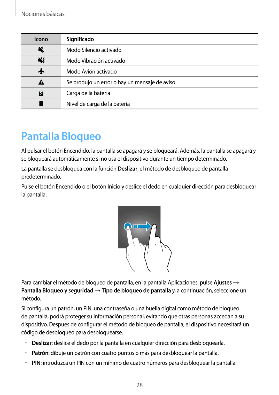 Samsung SM-A310FZWAPHE, SM-A310FZDAPHE, SM-A310FEDAPHE, SM-A310FZKAPHE manual Pantalla Bloqueo 