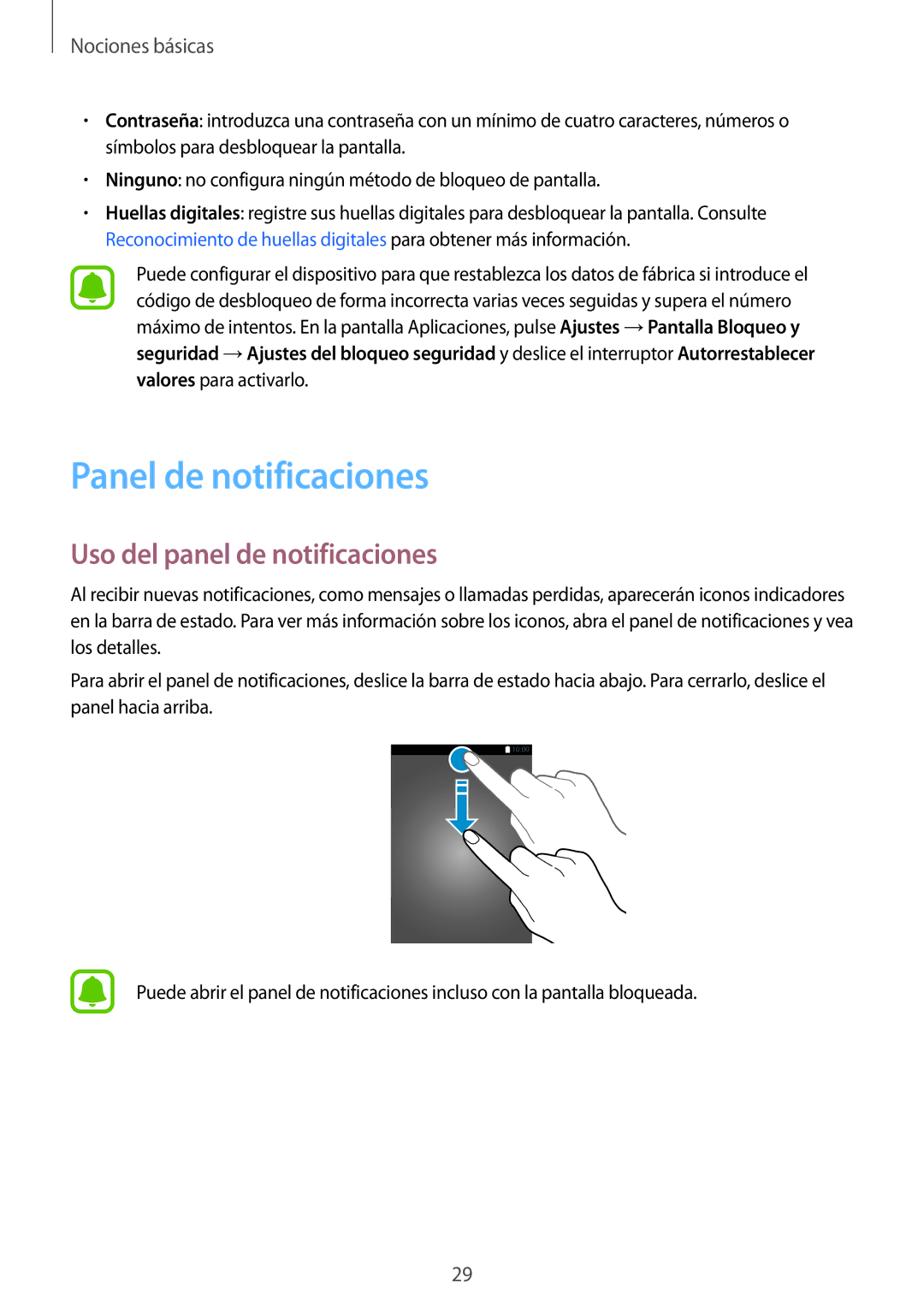 Samsung SM-A310FZDAPHE, SM-A310FZWAPHE, SM-A310FEDAPHE manual Panel de notificaciones, Uso del panel de notificaciones 