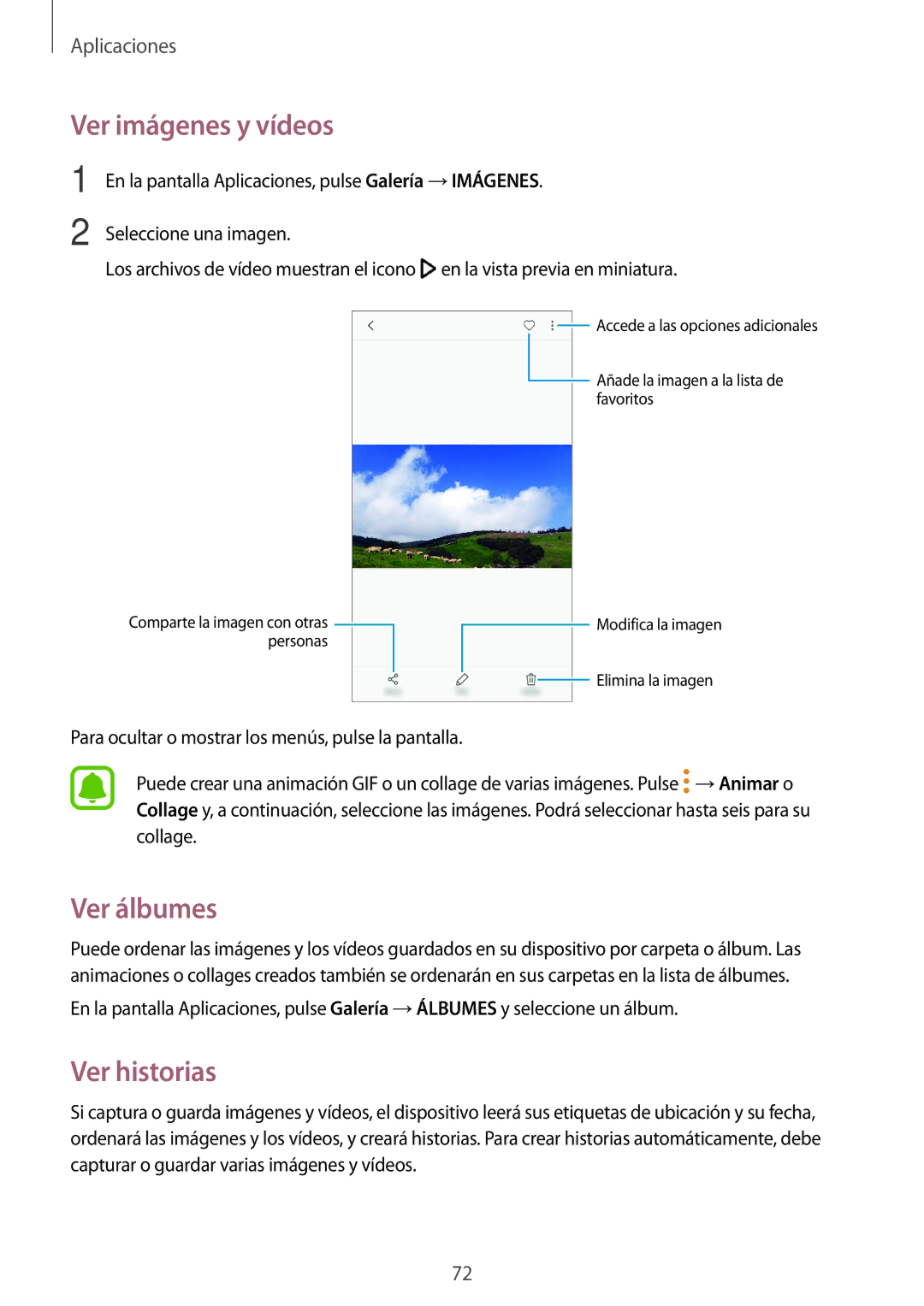 Samsung SM-A310FZWAPHE, SM-A310FZDAPHE, SM-A310FEDAPHE, SM-A310FZKAPHE Ver imágenes y vídeos, Ver álbumes, Ver historias 