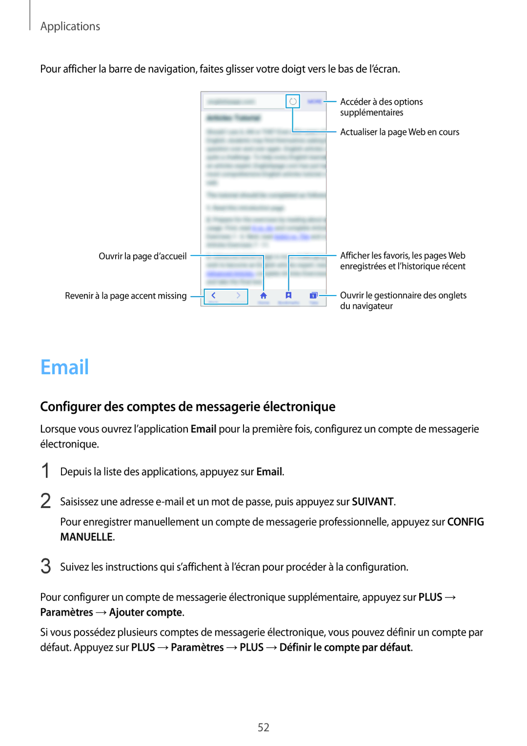 Samsung SM-A310FZWAXEF, SM-A310FZKAXEF, SM-A310FEDAXEF, SM-A310FZDAXEF Configurer des comptes de messagerie électronique 