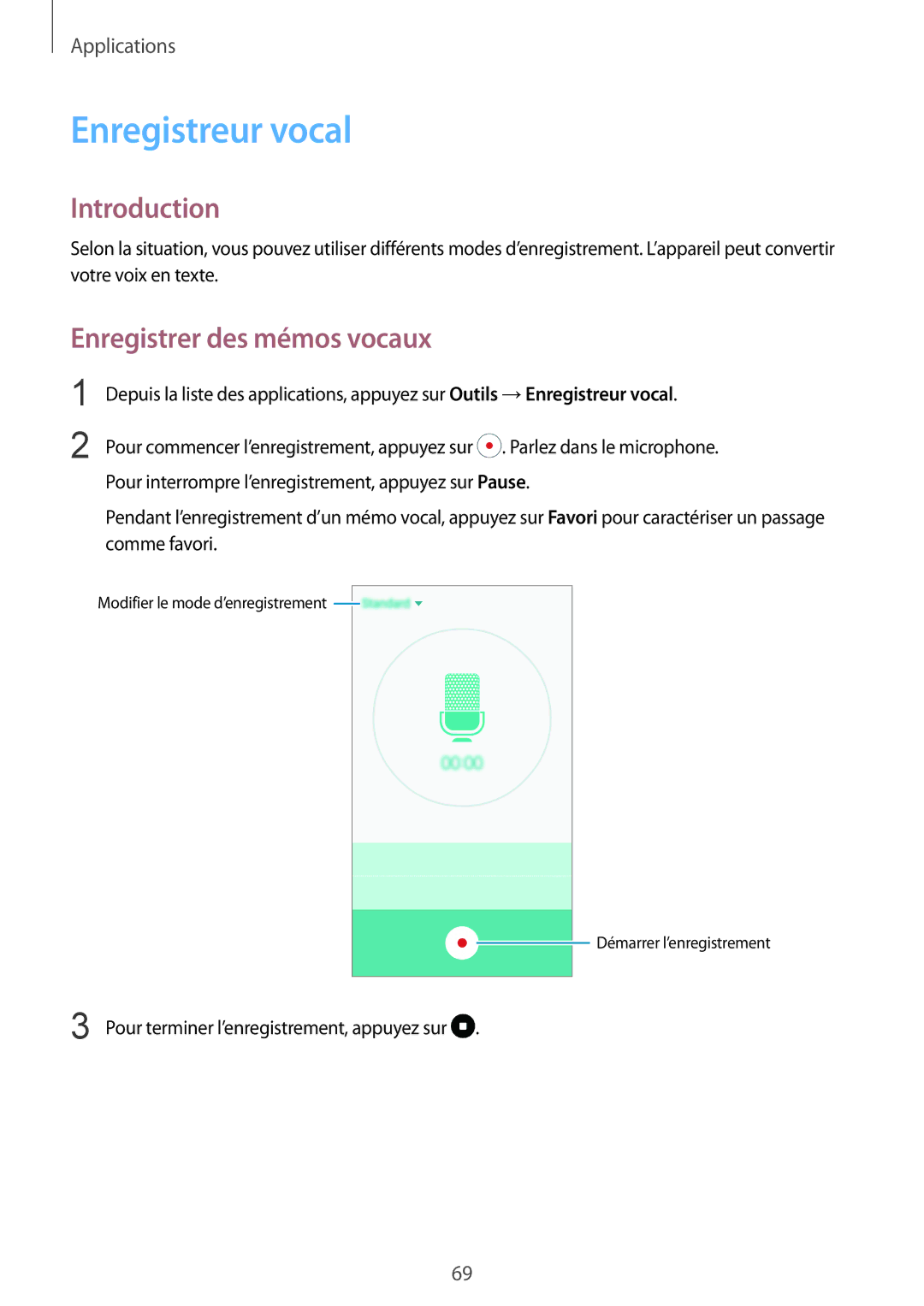 Samsung SM-A310FZKAXEF, SM-A310FZWAXEF, SM-A310FEDAXEF, SM-A310FZDAXEF manual Enregistreur vocal, Enregistrer des mémos vocaux 
