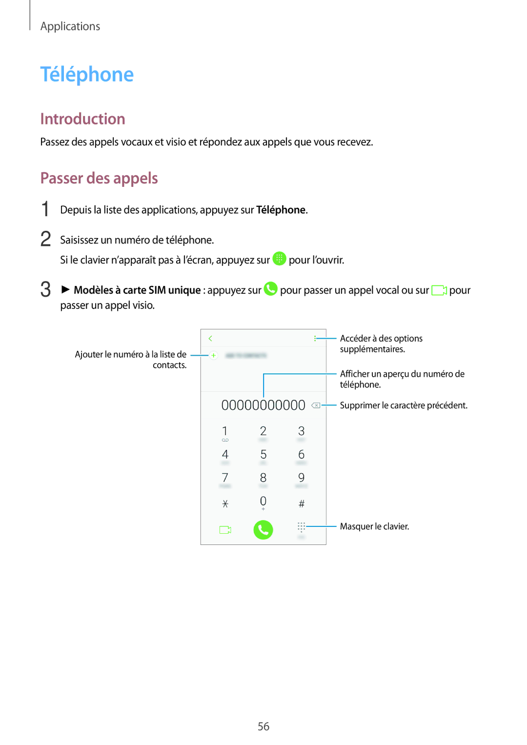 Samsung SM-A310FZWAXEF, SM-A310FZKAXEF, SM-A310FEDAXEF, SM-A310FZDAXEF manual Téléphone, Passer des appels 