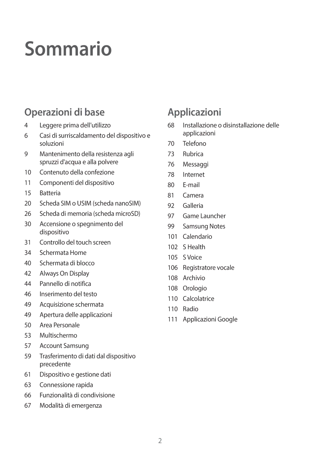 Samsung SM-A320FZDNITV, SM-A320FZBNITV, SM-A320FZINITV, SM-A320FZKNITV manual Sommario 