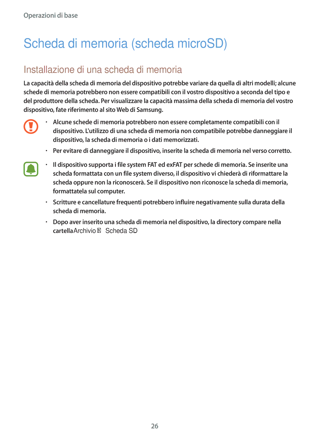 Samsung SM-A320FZDNITV, SM-A320FZBNITV manual Scheda di memoria scheda microSD, Installazione di una scheda di memoria 