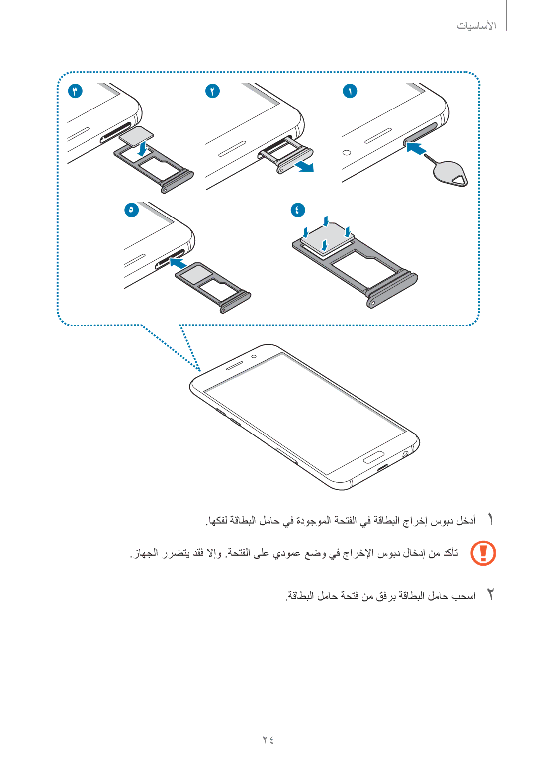 Samsung SM-A320FZDDKSA, SM-A520FZBDKSA, SM-A520FZIDKSA, SM-A520FZKDKSA, SM-A720FZDDKSA, SM-A720FZIDKSA manual الأساسيأا 