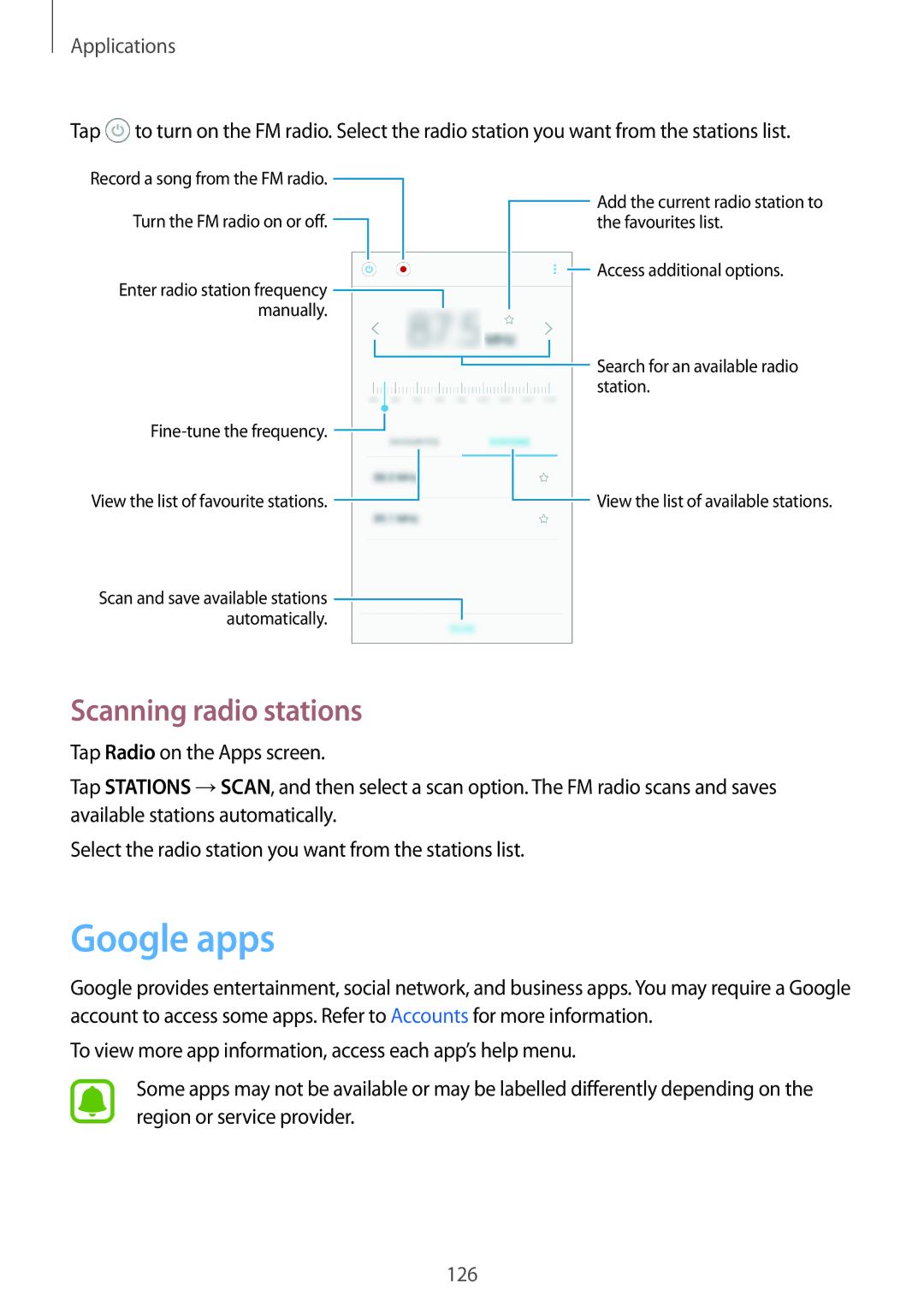 Samsung SM-A320FZINSEE, SM-A320FZDNDBT, SM-A320FZKNDBT, SM-A320FZINDBT, SM-A320FZBNDBT Google apps, Scanning radio stations 
