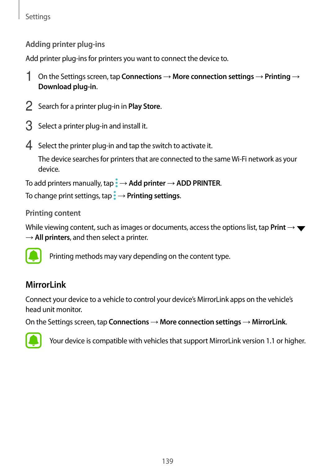 Samsung SM-A320FZINCOS, SM-A320FZDNDBT, SM-A320FZKNDBT, SM-A320FZINDBT, SM-A320FZBNDBT manual MirrorLink, Download plug-in 