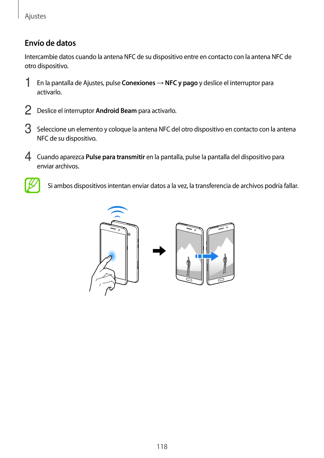 Samsung SM-A320FZKNPHE, SM-A320FZINPHE, SM-A320FZBNPHE, SM-A520FZDAPHE, SM-A520FZKAPHE, SM-A520FZIAPHE manual Envío de datos 