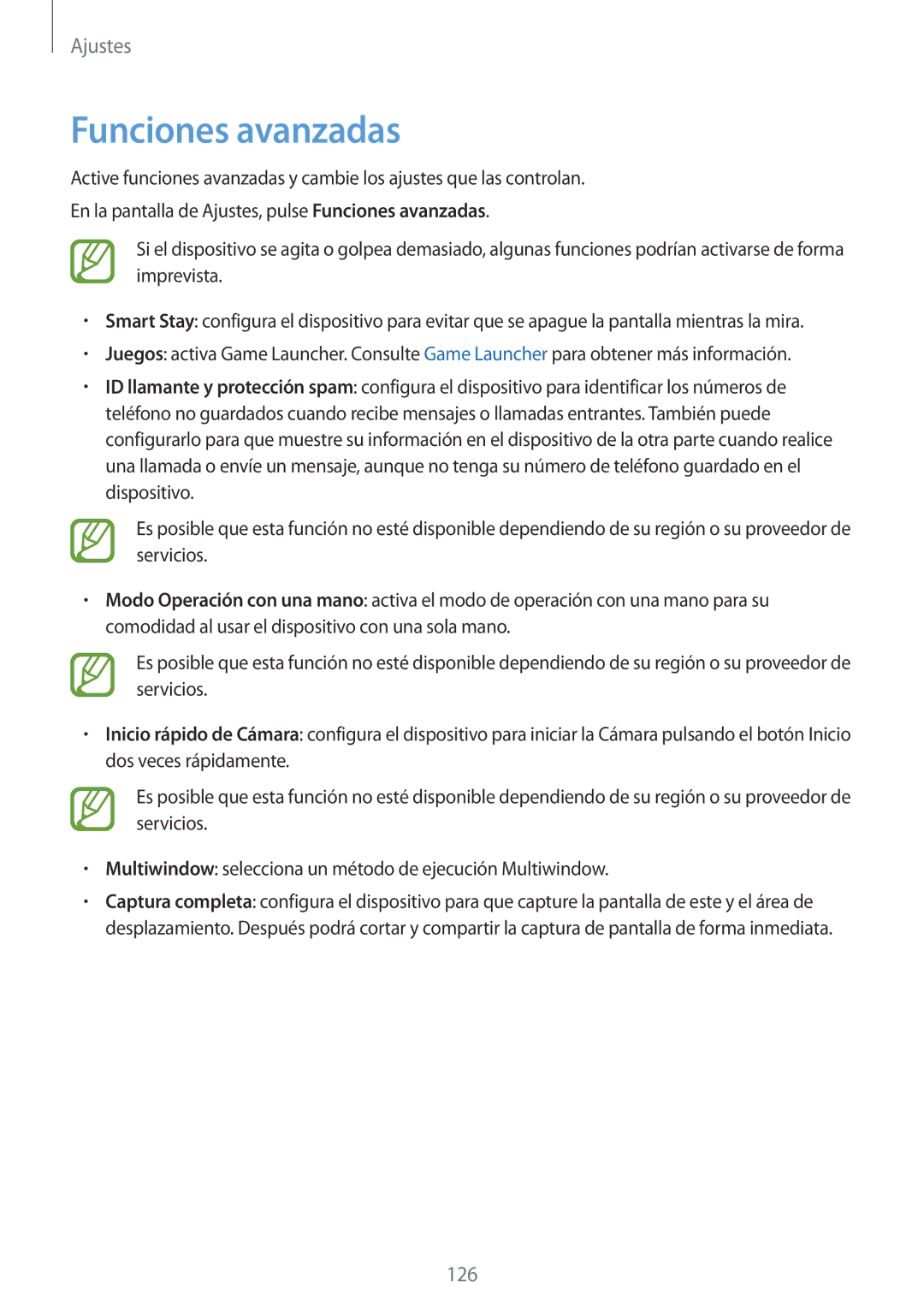 Samsung SM-A320FZKNPHE, SM-A320FZINPHE, SM-A320FZBNPHE, SM-A520FZDAPHE, SM-A520FZKAPHE, SM-A520FZIAPHE Funciones avanzadas 