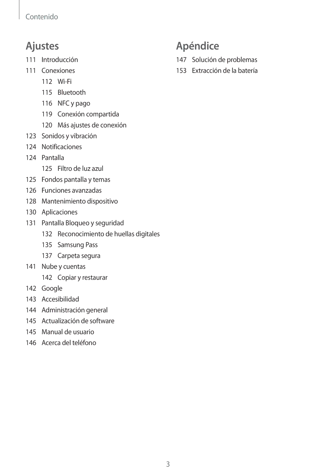 Samsung SM-A520FZKAPHE, SM-A320FZINPHE, SM-A320FZBNPHE, SM-A520FZDAPHE, SM-A520FZIAPHE, SM-A320FZDNPHE manual AjustesApéndice 