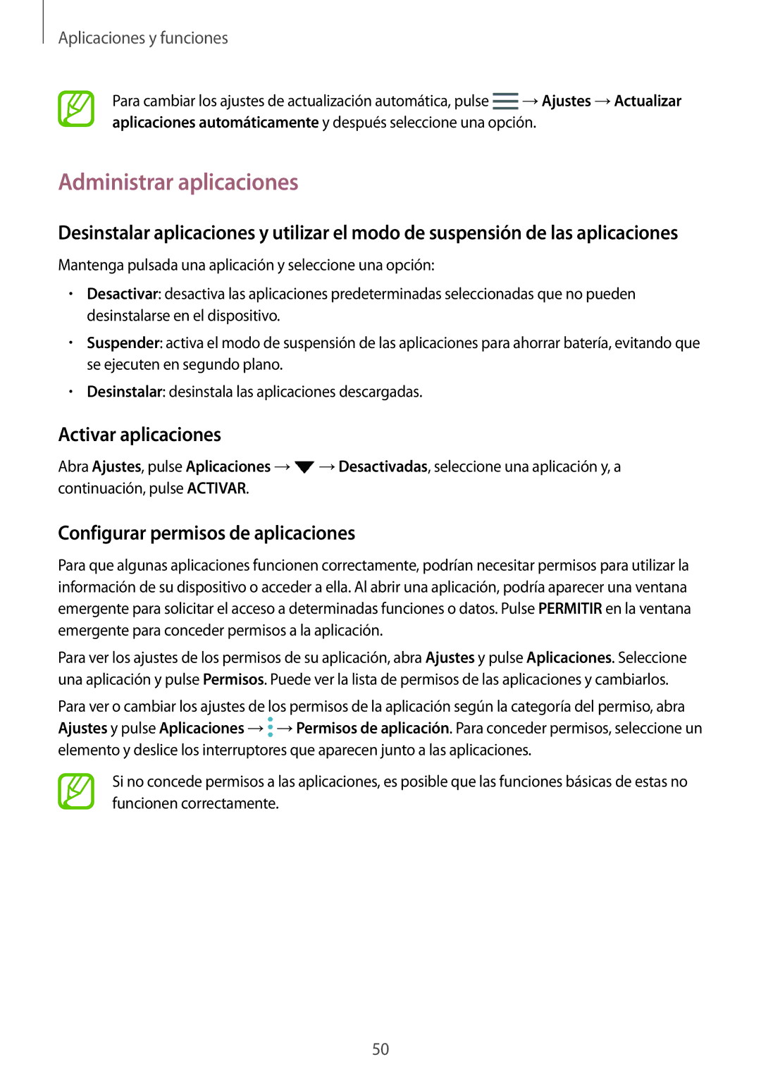 Samsung SM-A520FZDAPHE, SM-A320FZINPHE Administrar aplicaciones, Activar aplicaciones, Configurar permisos de aplicaciones 