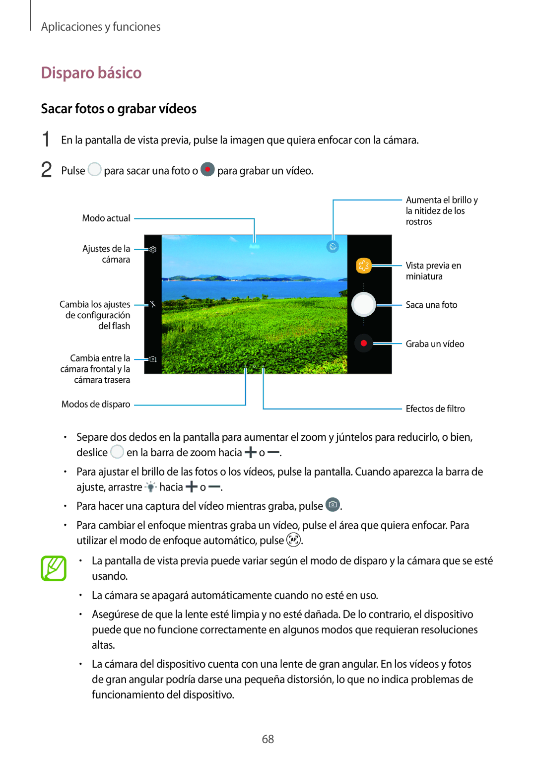 Samsung SM-A520FZIAPHE, SM-A320FZINPHE, SM-A320FZBNPHE, SM-A520FZDAPHE manual Disparo básico, Sacar fotos o grabar vídeos 