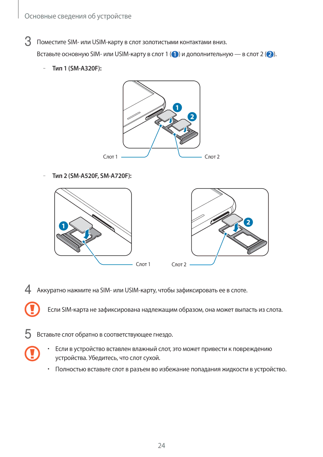 Samsung SM-A320FZKDSER, SM-A320FZBDSER, SM-A320FZDDSER manual Слот 