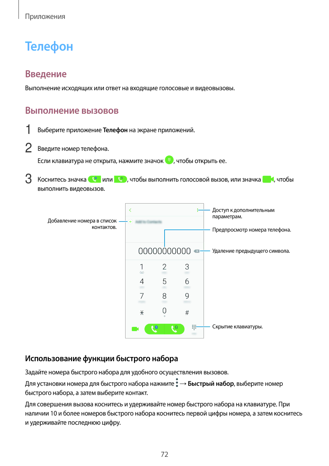 Samsung SM-A320FZKDSER, SM-A320FZBDSER, SM-A320FZDDSER Телефон, Выполнение вызовов, Использование функции быстрого набора 