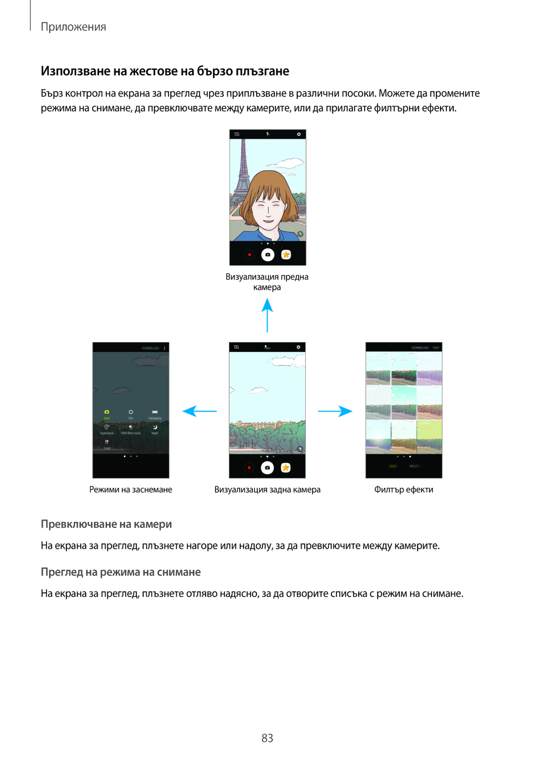 Samsung SM-A320FZKNBGL manual Използване на жестове на бързо плъзгане 