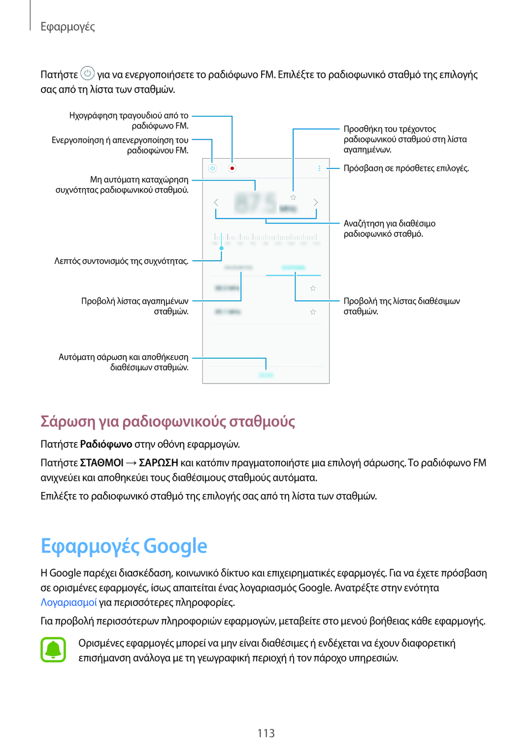 Samsung SM-A320FZKNEUR, SM-A320FZKNCOS, SM-A320FZDNCOS, SM-A320FZINCOS Εφαρμογές Google, Σάρωση για ραδιοφωνικούς σταθμούς 