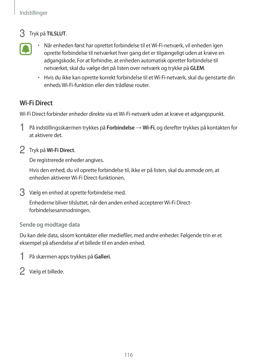 Samsung SM-A320FZINNEE, SM-A320FZKNNEE, SM-A320FZDNNEE manual Tryk på Wi-Fi Direct 