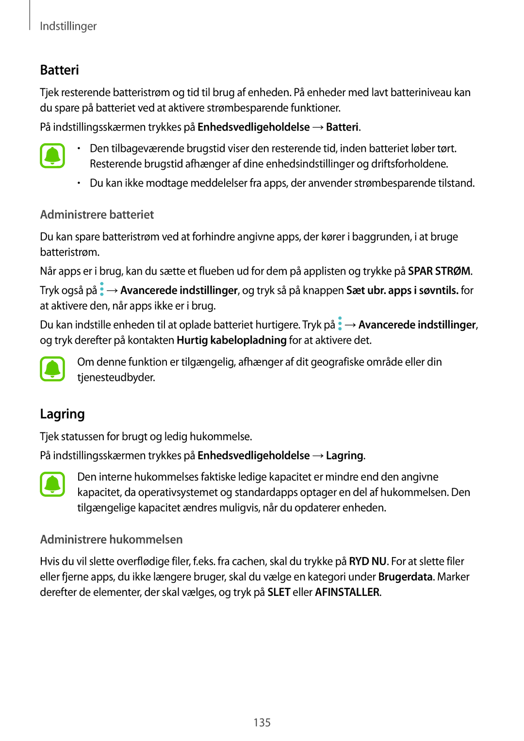 Samsung SM-A320FZKNNEE, SM-A320FZDNNEE, SM-A320FZINNEE manual Batteri, Lagring 