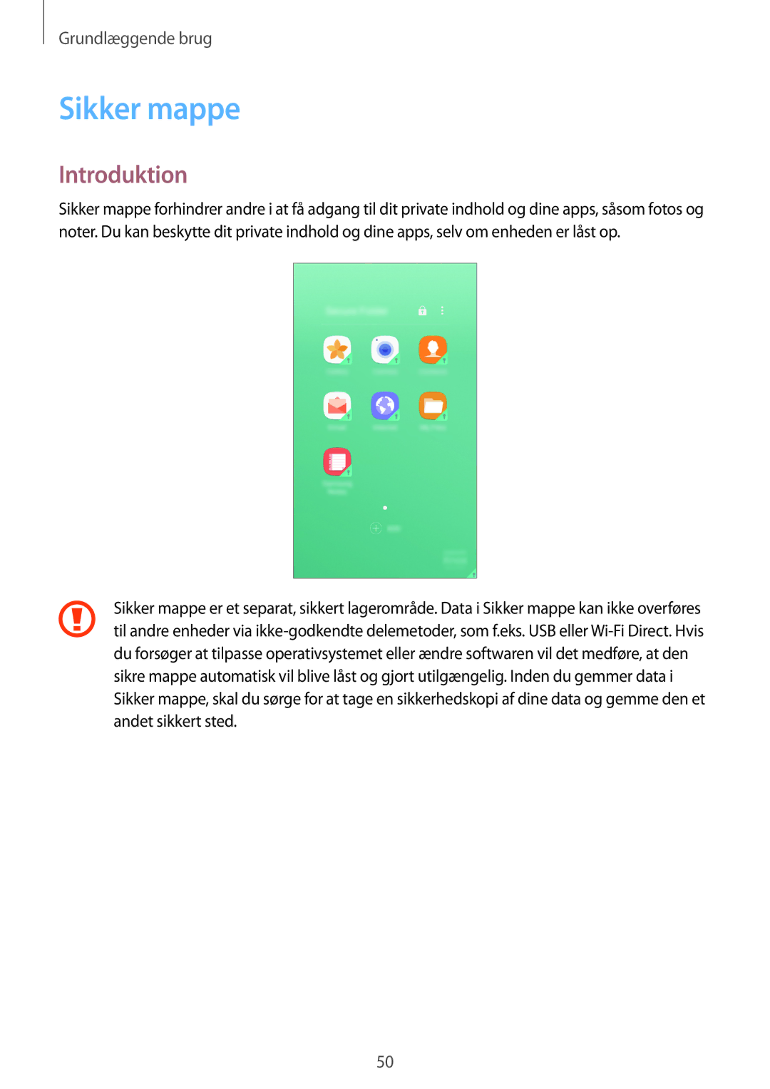 Samsung SM-A320FZINNEE, SM-A320FZKNNEE, SM-A320FZDNNEE manual Sikker mappe, Introduktion 