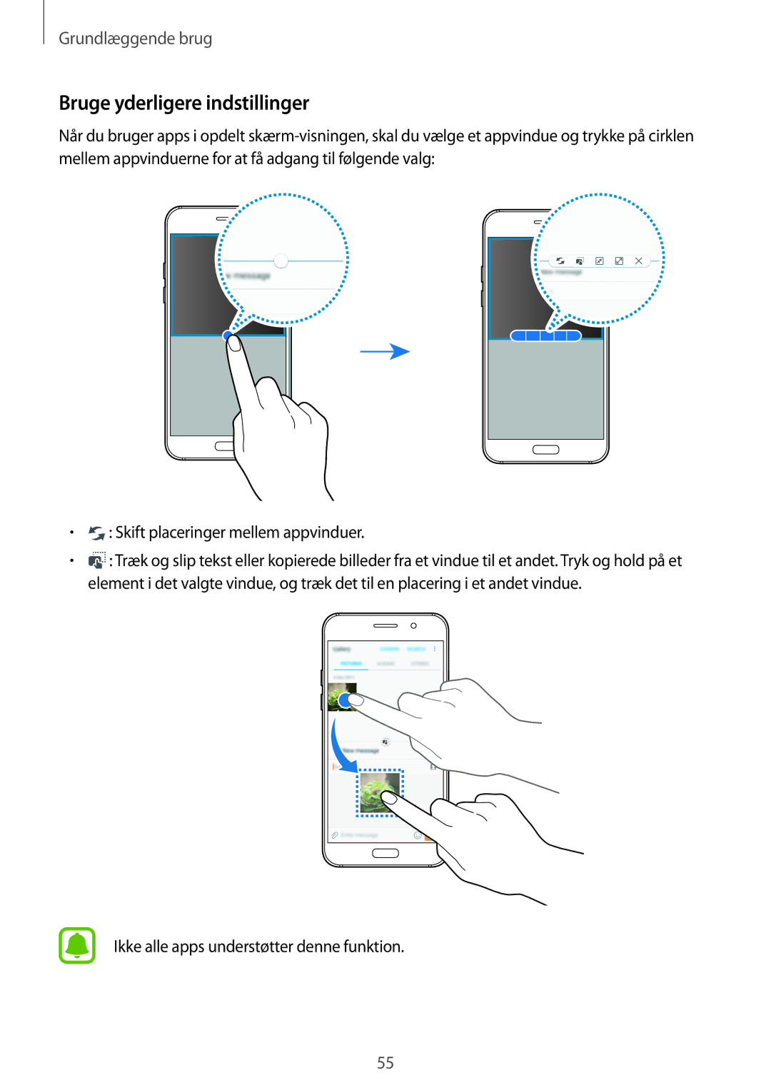 Samsung SM-A320FZDNNEE, SM-A320FZKNNEE, SM-A320FZINNEE manual Bruge yderligere indstillinger 