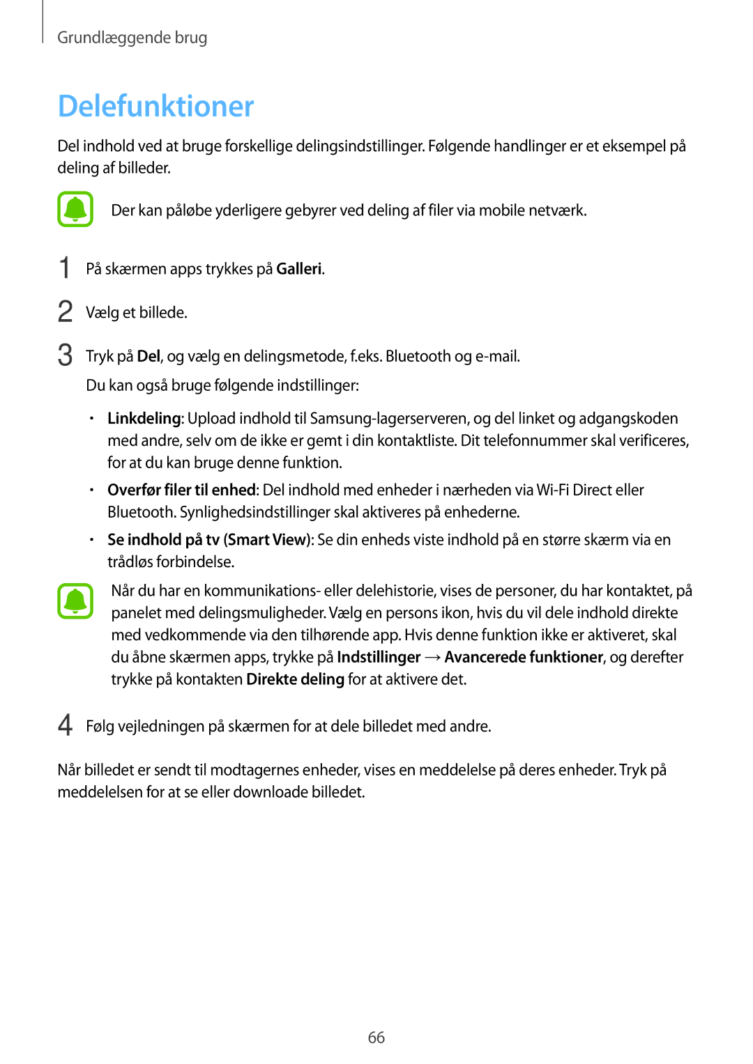 Samsung SM-A320FZKNNEE, SM-A320FZDNNEE, SM-A320FZINNEE manual Delefunktioner 