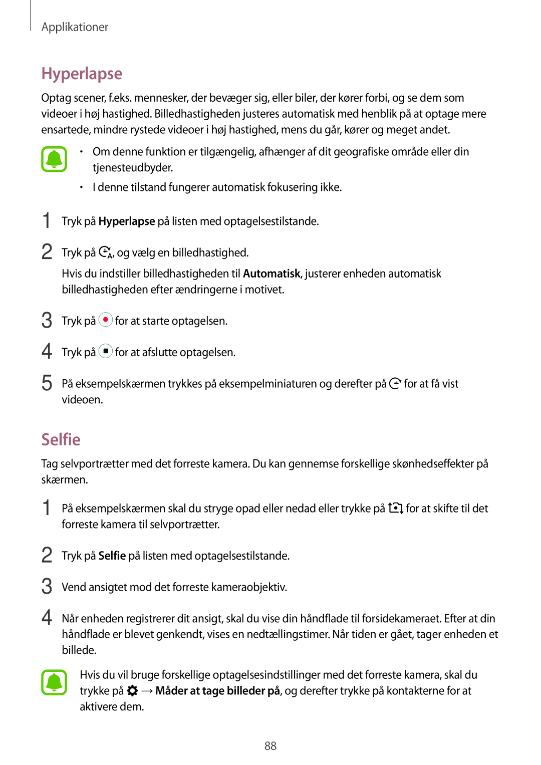 Samsung SM-A320FZDNNEE, SM-A320FZKNNEE, SM-A320FZINNEE manual Hyperlapse, Selfie 