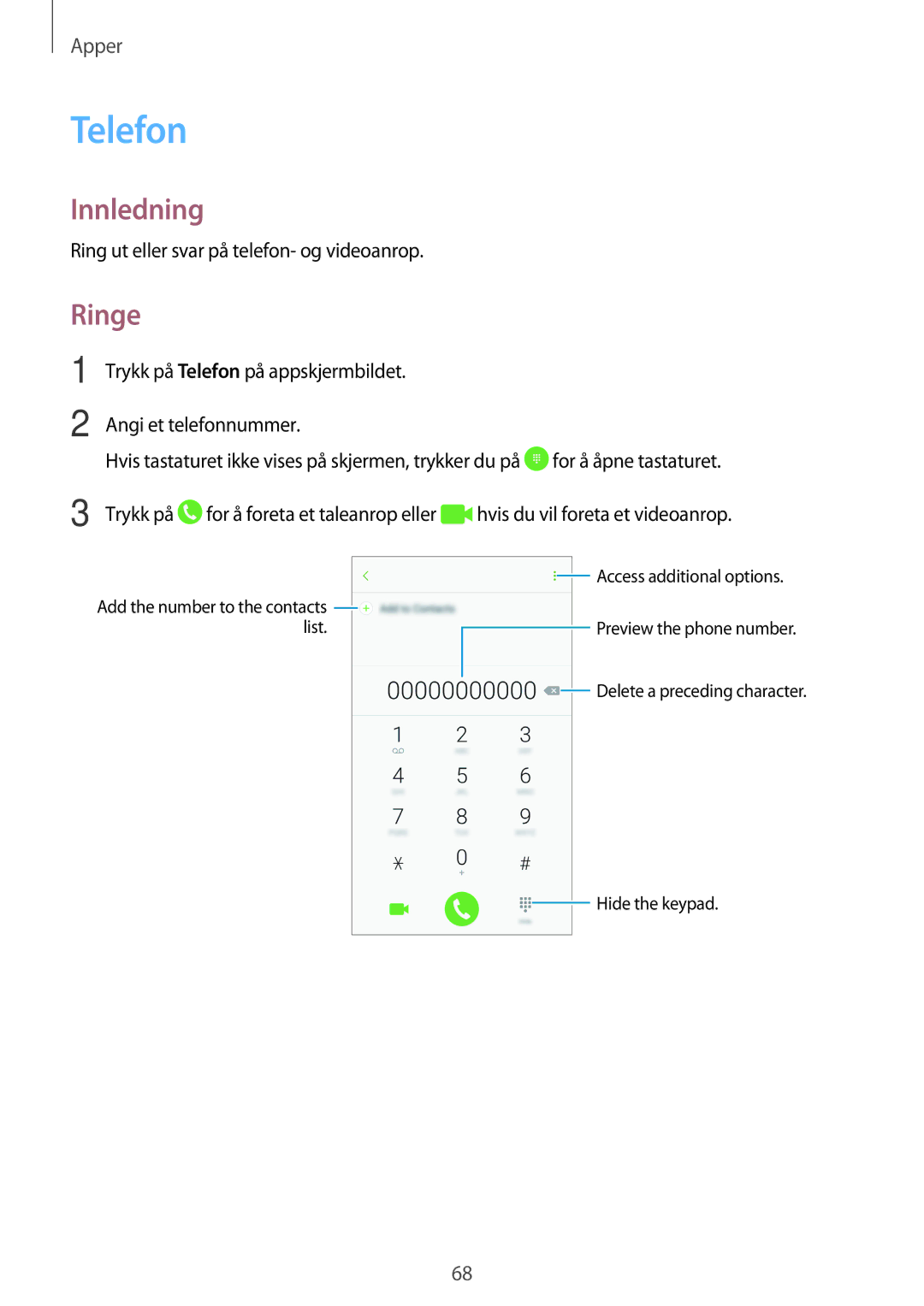 Samsung SM-A320FZINNEE, SM-A320FZKNNEE, SM-A320FZDNNEE manual Telefon, Ringe 